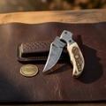 Antler Damascus Linerlock Pocket Knife for Everyday Function
