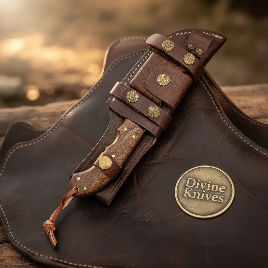 Rosewood Hammer Forged Gut Hook Tracker with Heavy Textured Blade