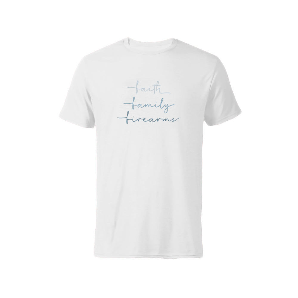 Women’s Faith, Family, Firearms NRA Premium Tee – White