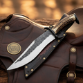 Hammered Coffin Antler Clip-Point Bowie with Angular Grip