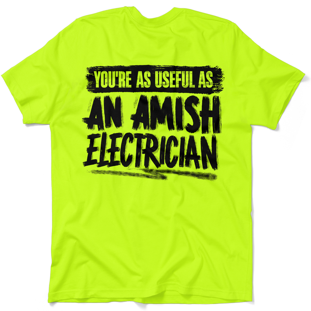 Amish Electrician - Safety Yellow Hi-Vis Pocket T-Shirt