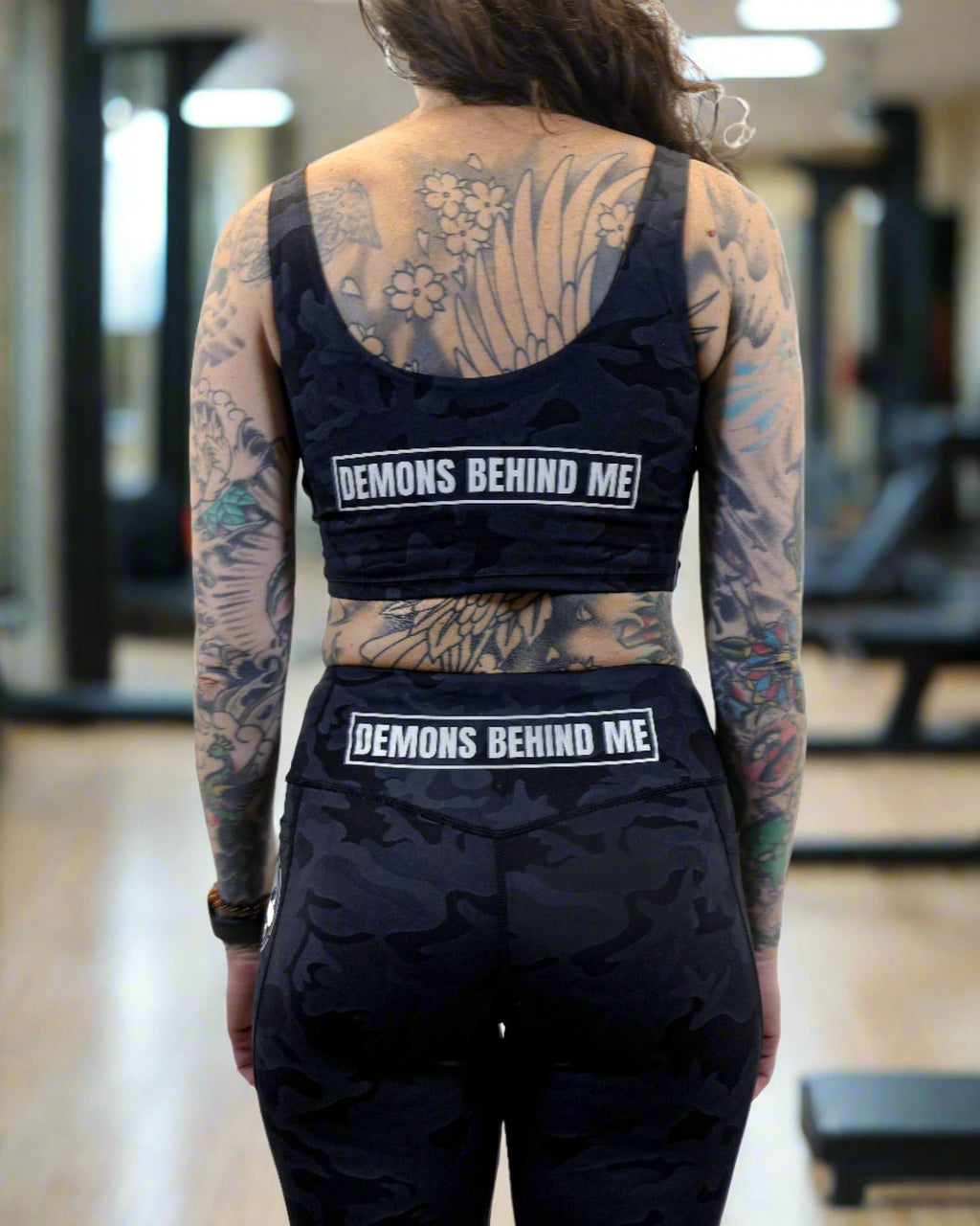 Women's Classic Fit Premium Sports Bra - Black Camo