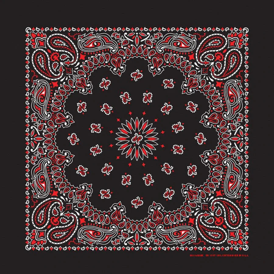 Black / Red Paisley Print Bandana