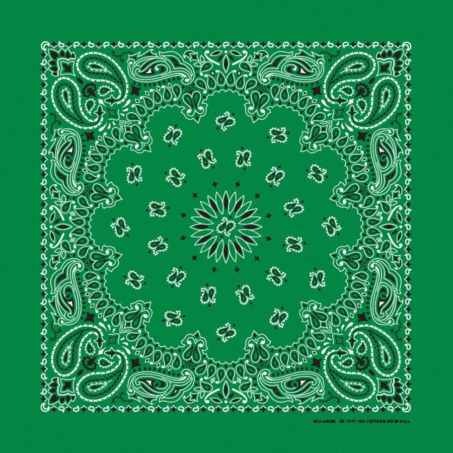 Kelly Green Paisley Print Bandana
