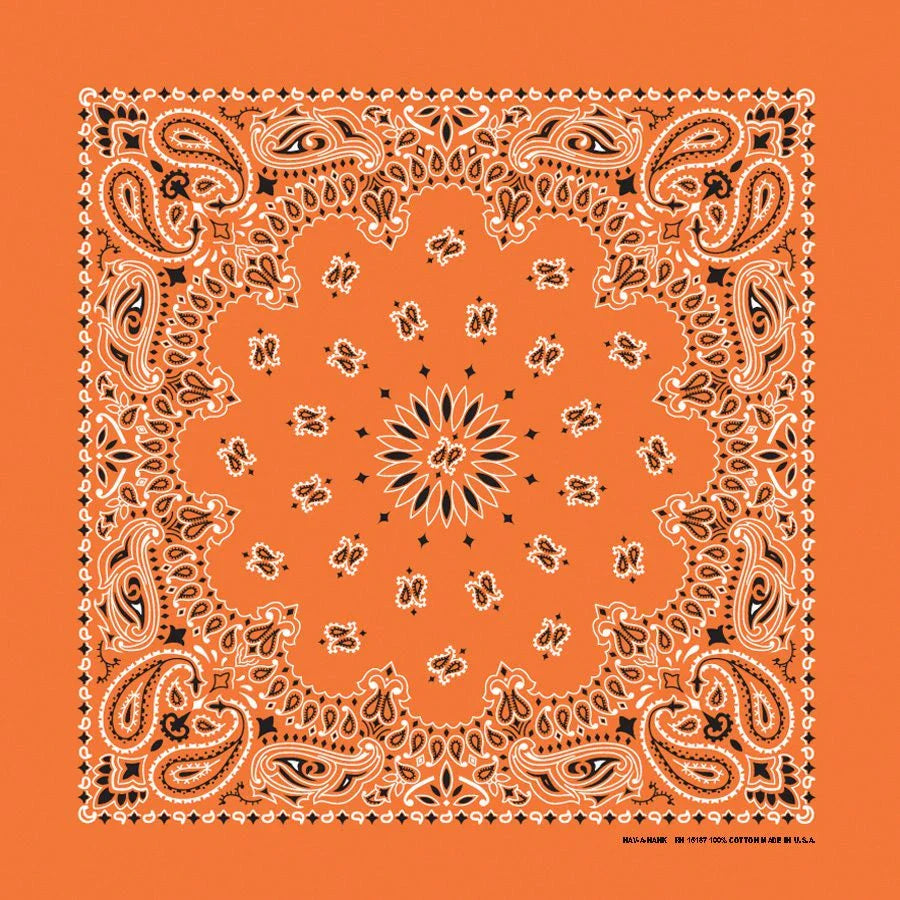 Orange Paisley Print Bandana