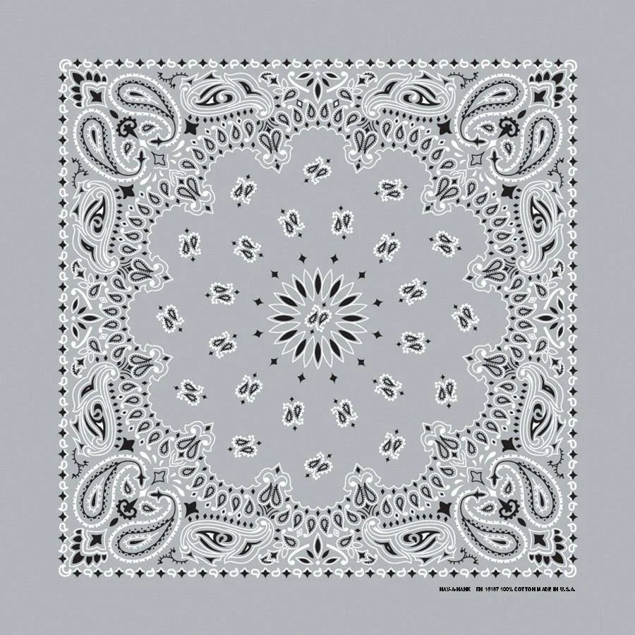 Silver Paisley Print Bandana