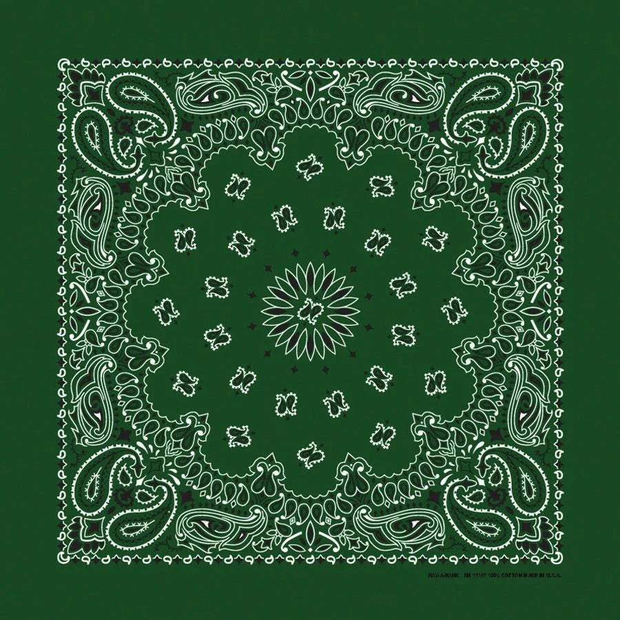 Hunter Green Paisley Print Bandana