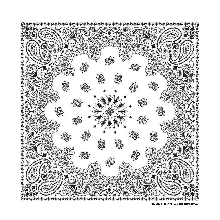 White Paisley Print Bandana