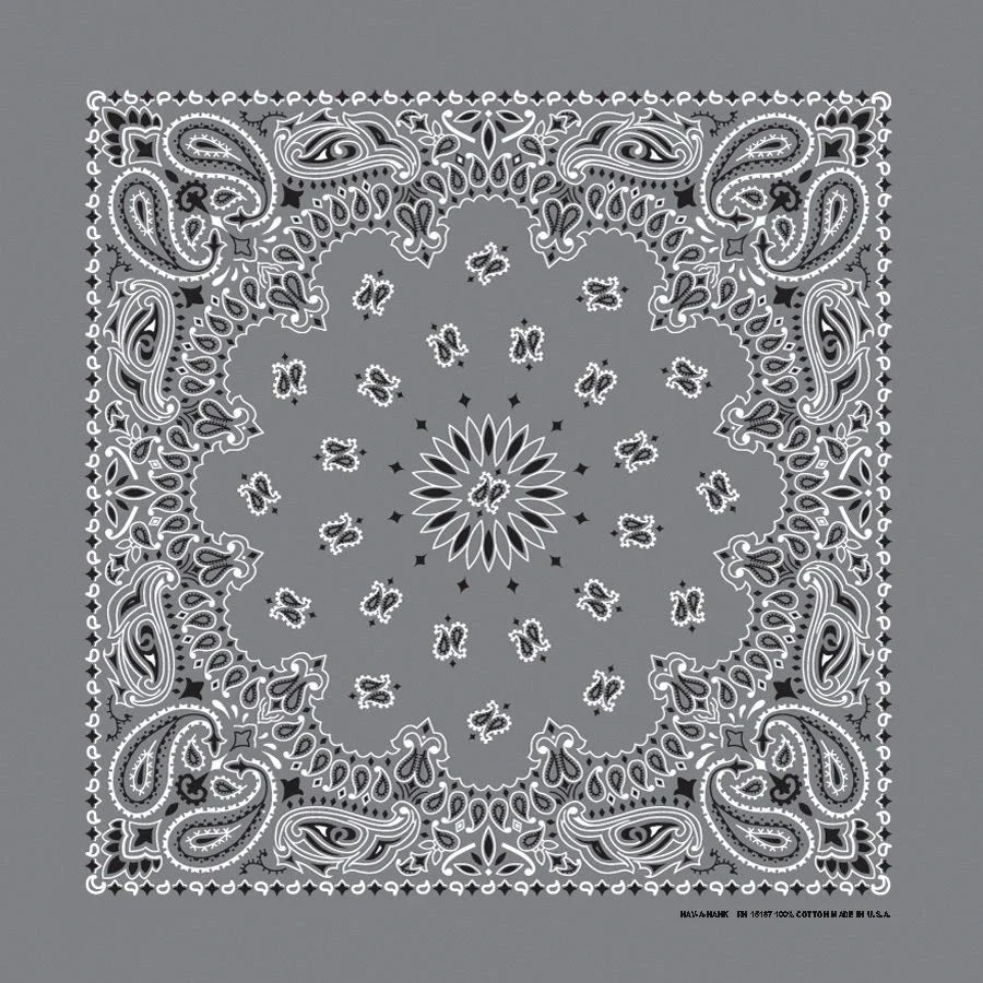 Charcoal Paisley Print Bandana