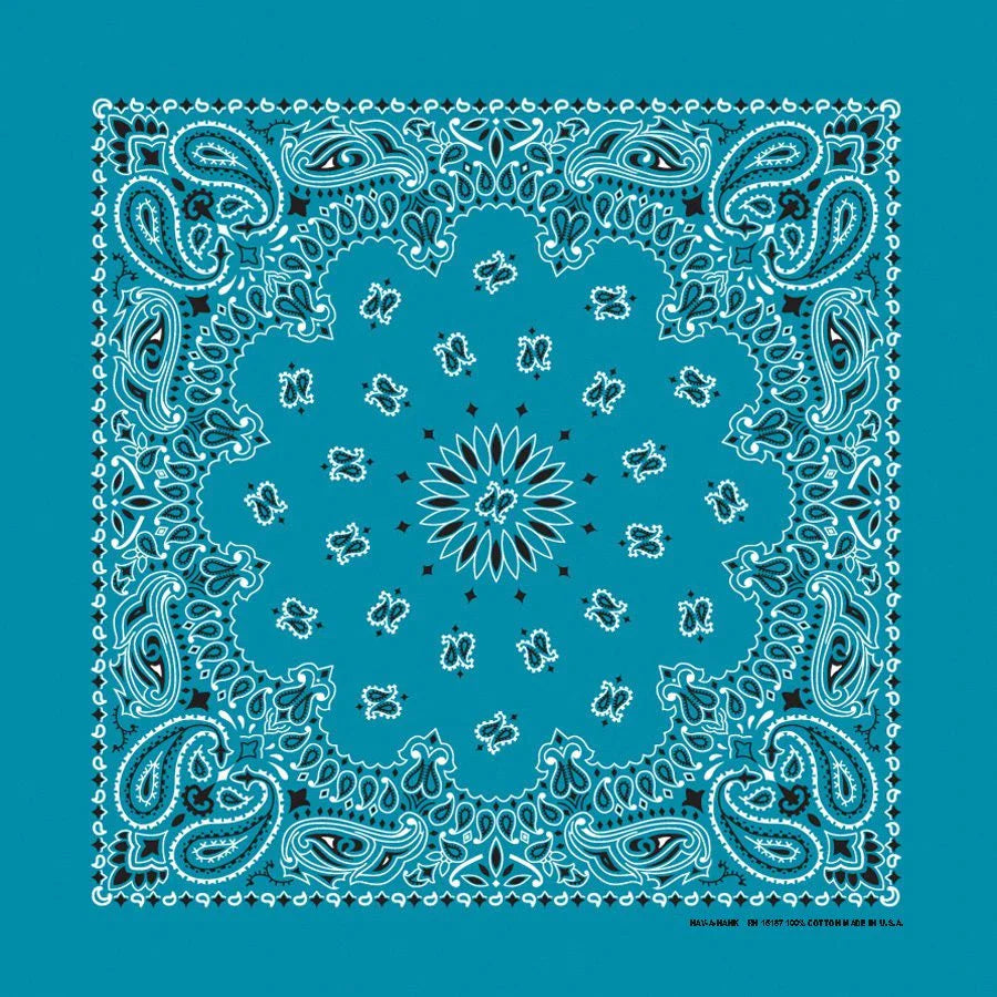 Turquoise Paisley Print Bandana