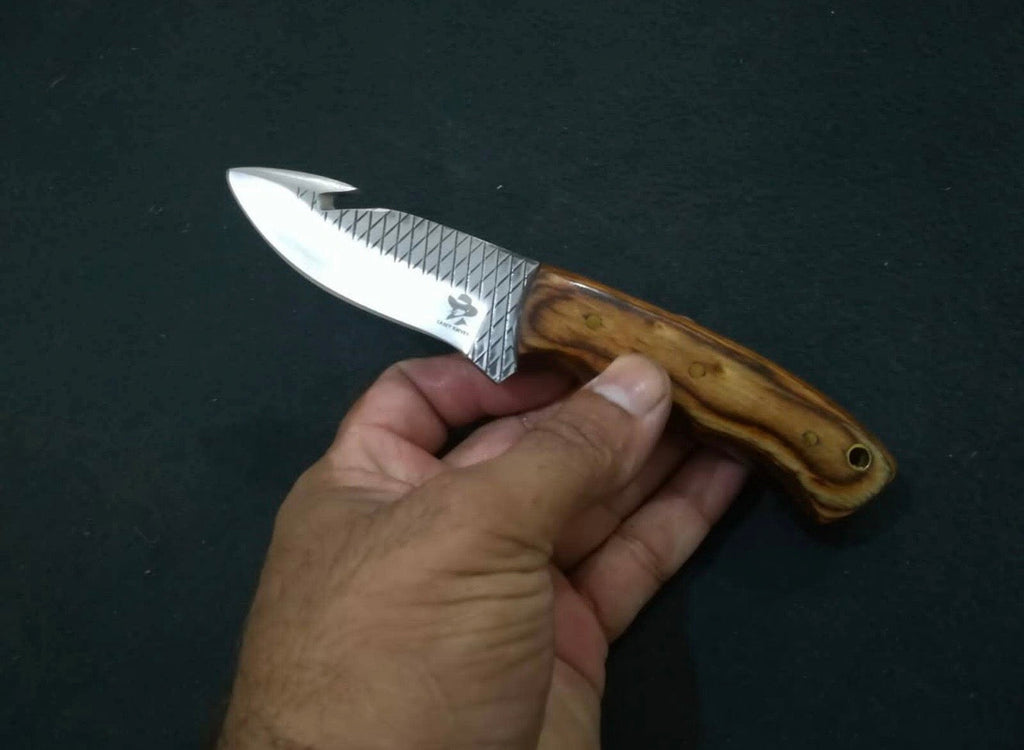 Hand-Forged Rasp Steel Wood Gut Hook Knife
