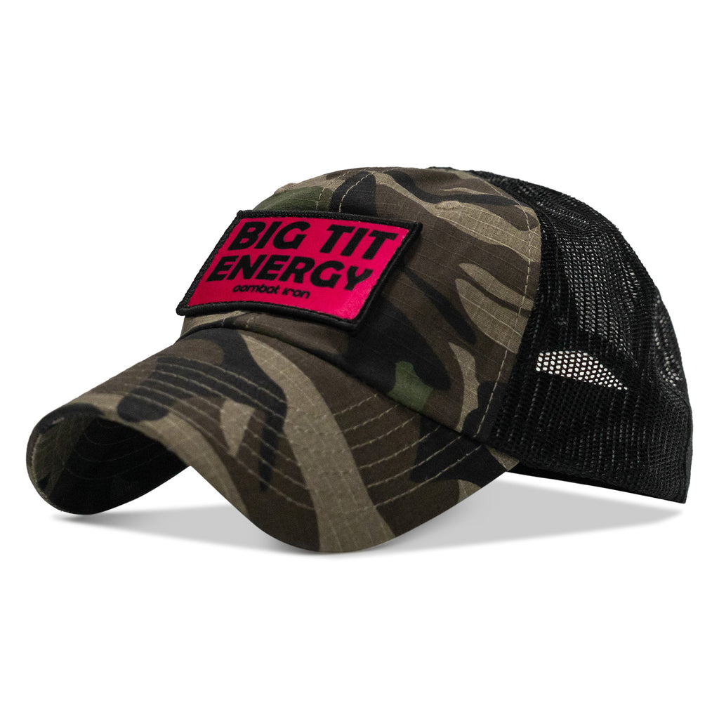 Big Tit Energy Pink Patch Tactical Ripstop Mesh Snapback Hat