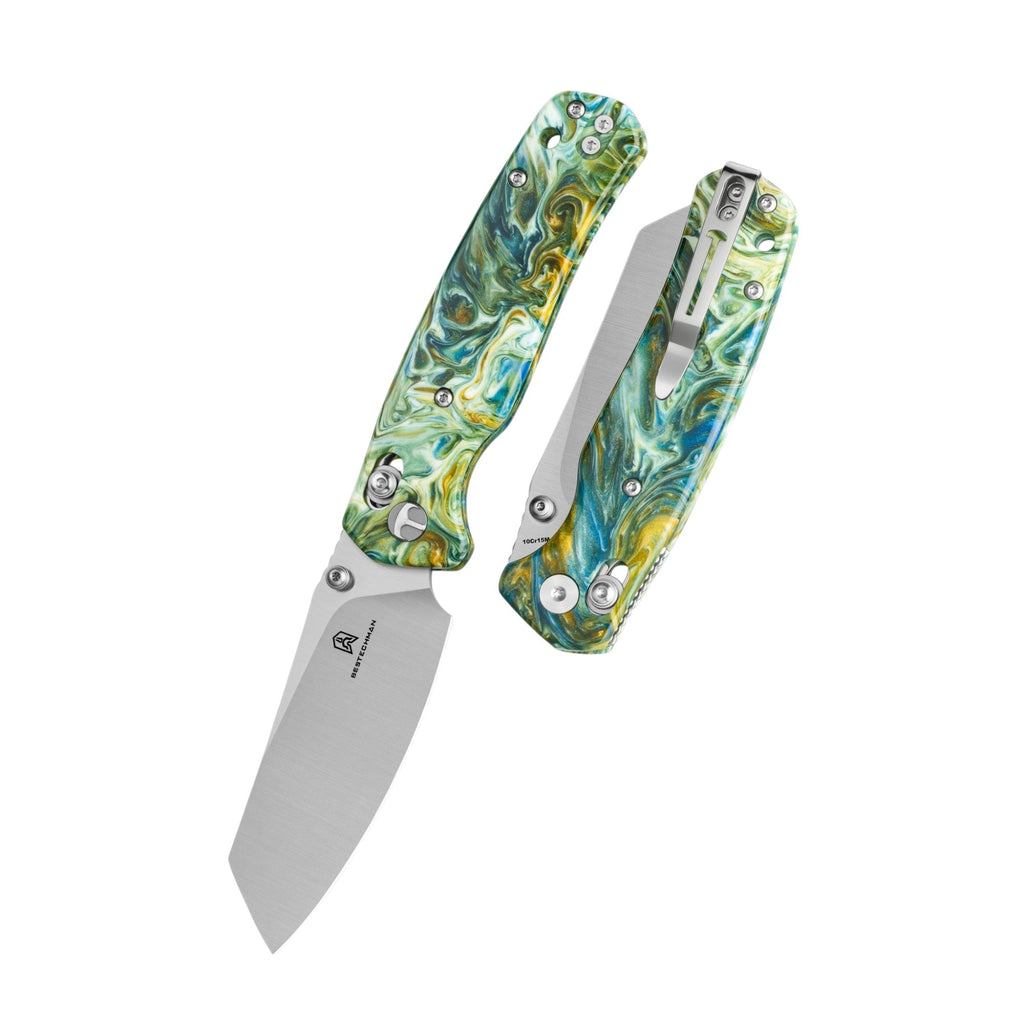 Bestech Cicada's Wing Green Resin Folding Knife