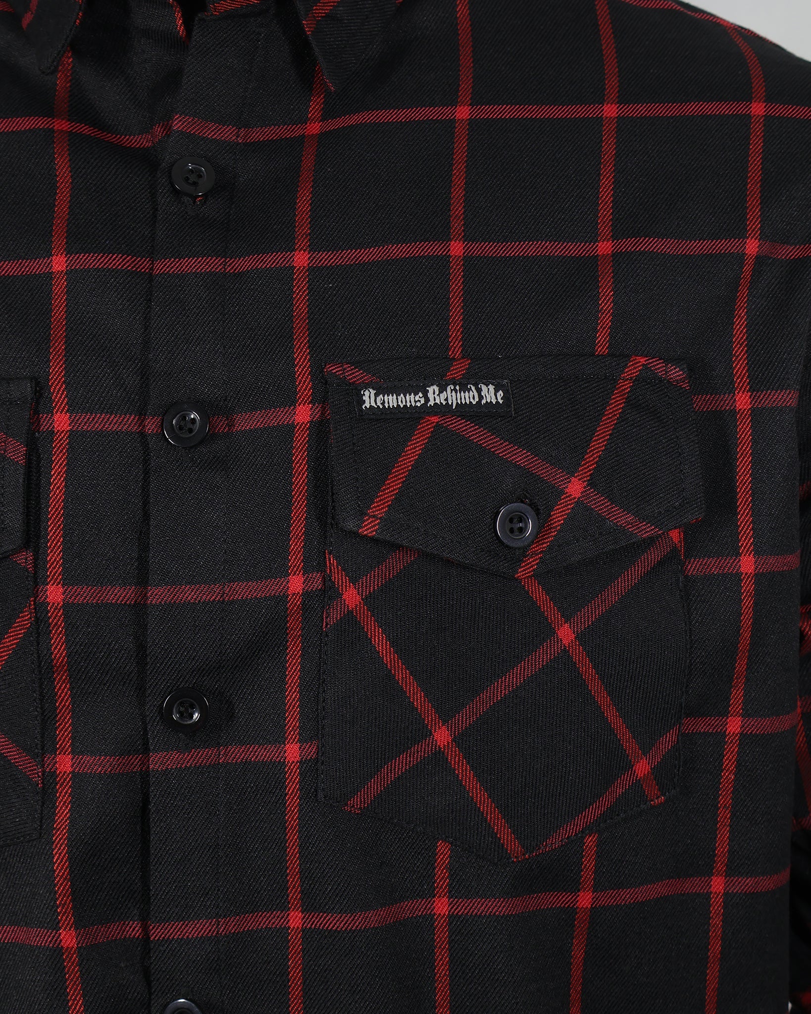 The "Nightmare" Black & Red Flannel (Hidden Snap Collars)