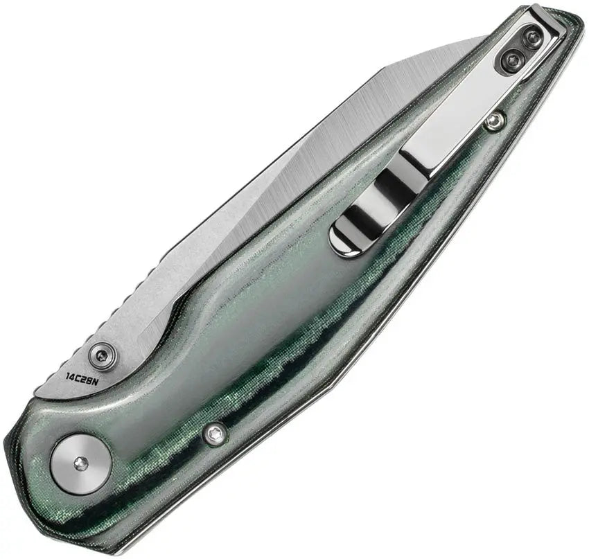 Bestech Green/Black Micarta Snakebird Button Lock Folding Knife