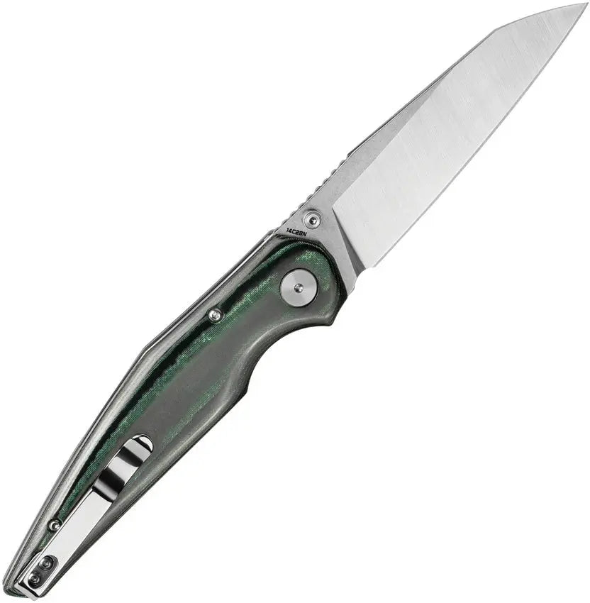 Bestech Green/Black Micarta Snakebird Button Lock Folding Knife