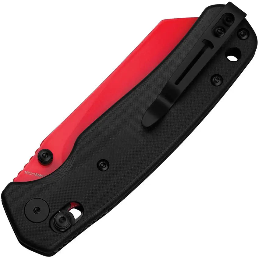 Bestech Cicada's Wing Folding Knife - Black G10 Handle Red 10Cr15CoMoV Blade B-Lock