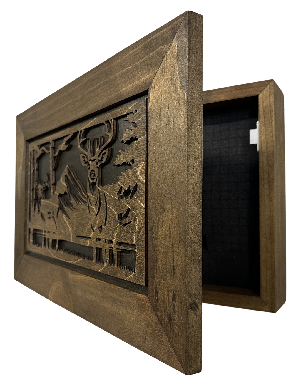 Stylish Buck & Doe Wall-Mounted Gun Cabinet – Elegant Lockable Storage for Your Home