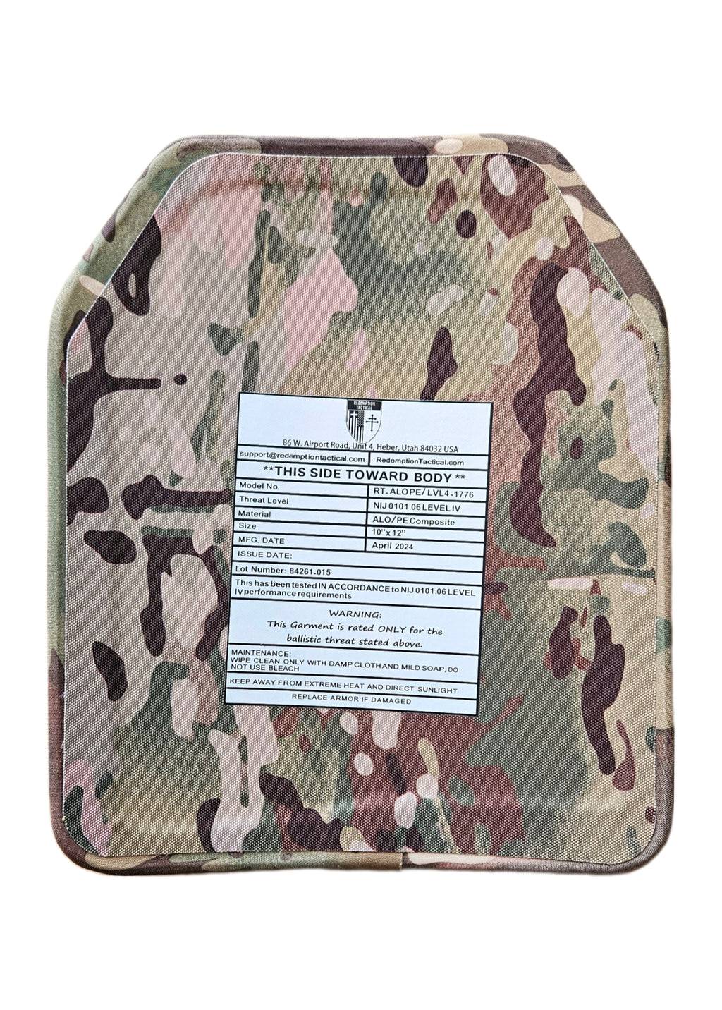 RT CRUSADER 2.0® ARMOR KIT Front/Back Plates LIGHTWEIGHT LEVEL IV  (2) 10x12 Front/Back Plates Full Kit
