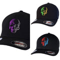 Black Flexfit Never Fade Two-Tone Skull Fitted Cap