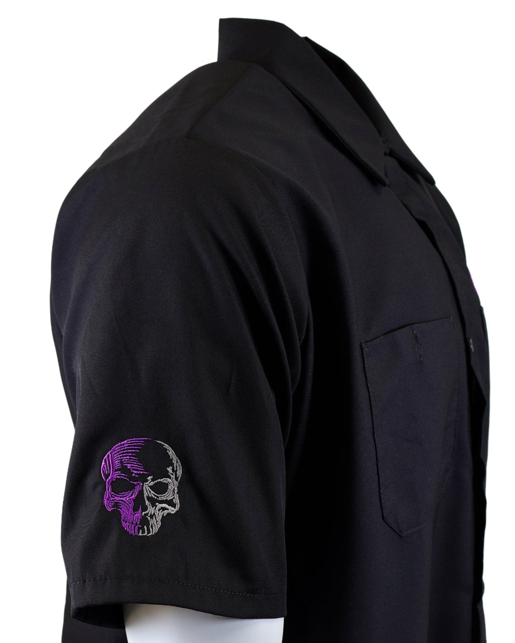 NEW! SHORT SLEEVE Men's Embroidered Shop Shirt - Purple Logo