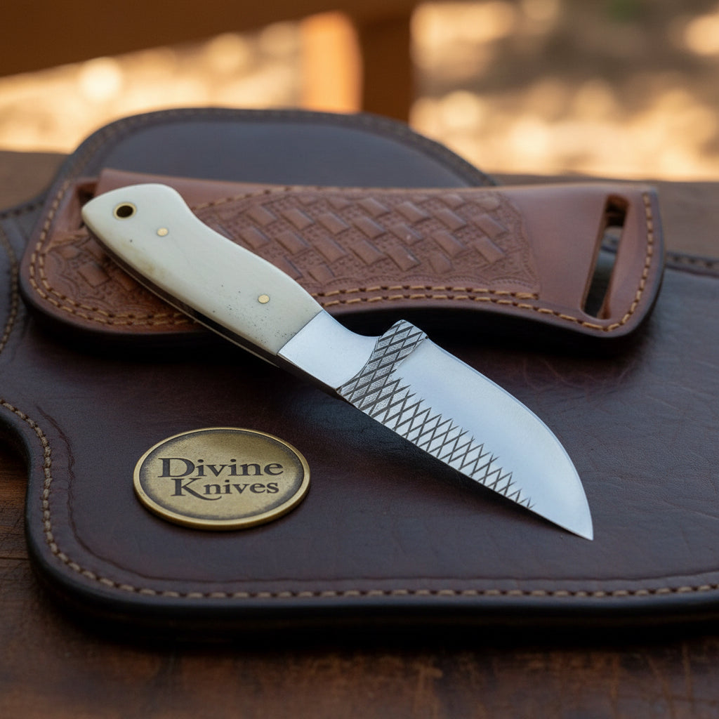 Bone Western Rasp Cowboy Knife with Rasp File Blade