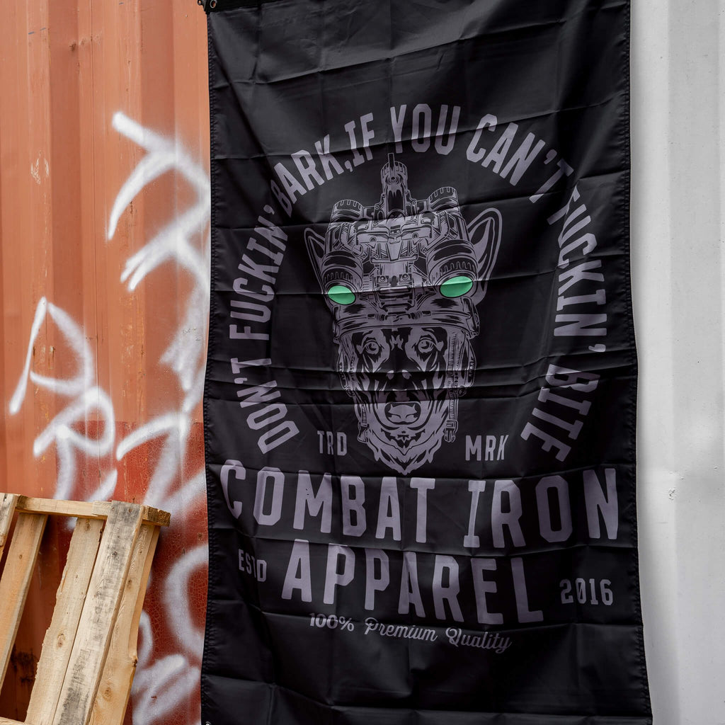DON'T FUCKIN' BARK IF YOU CAN'T FUCKIN' BITE 3' x 5' Wall Flag
