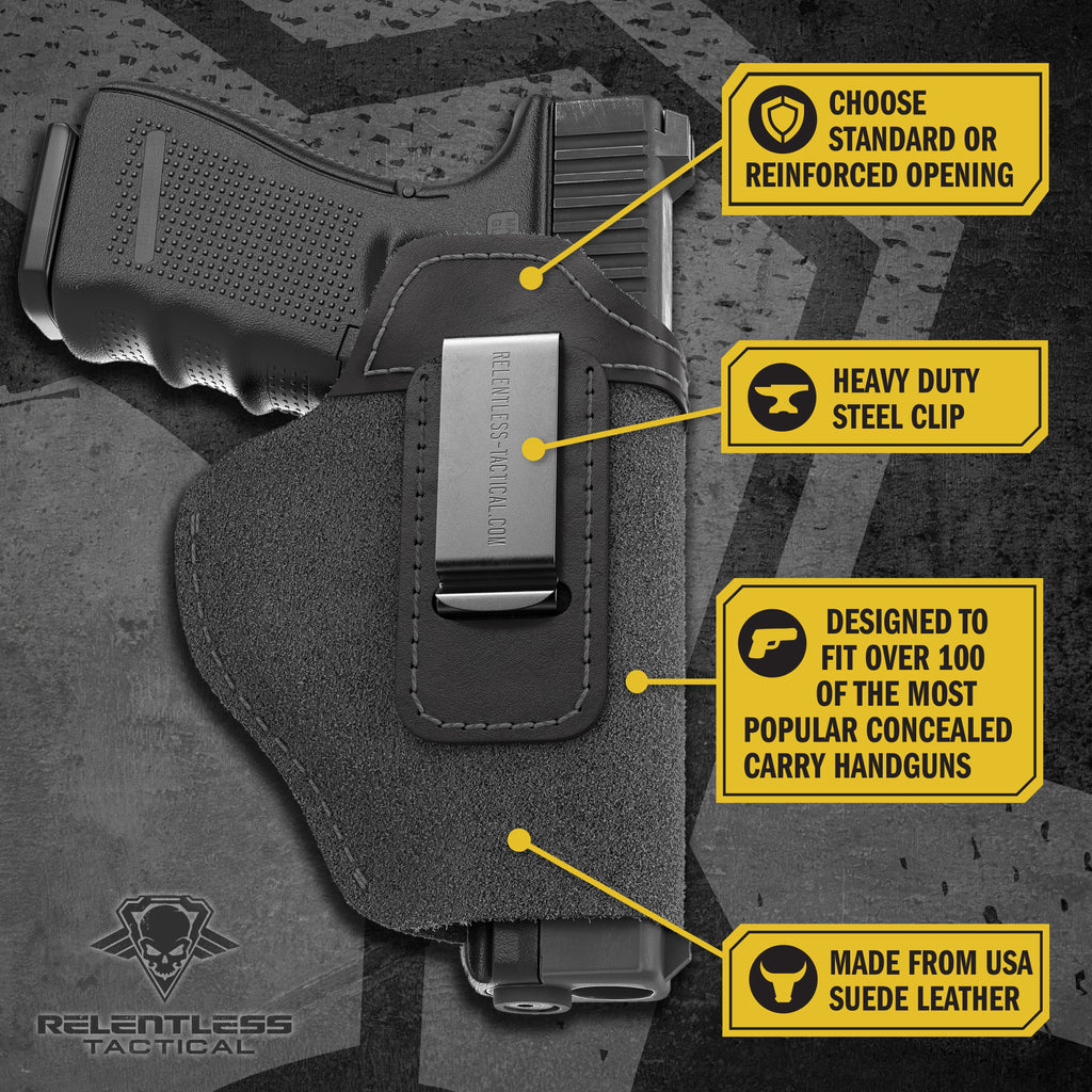 The Ultimate Suede Leather IWB Holster Large Size | Fits S&W Shield/Glock/XD - Lifetime Warranty - Made in USA
