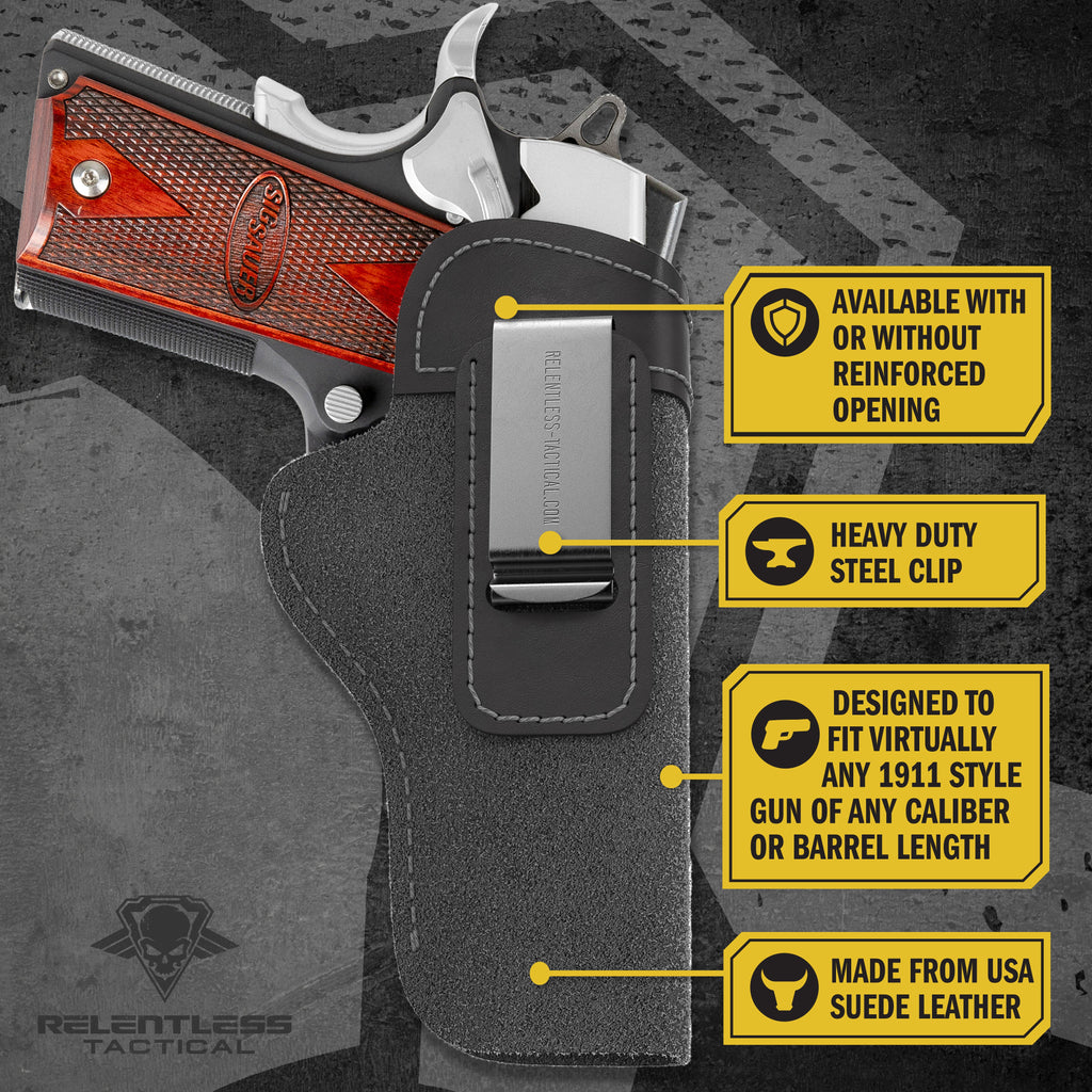 The Ultimate Suede Leather IWB Holster - Fits All 1911's - Lifetime Warranty - Made in USA