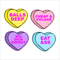 Offensive Conversation Heart Sticker Sheet NSFW