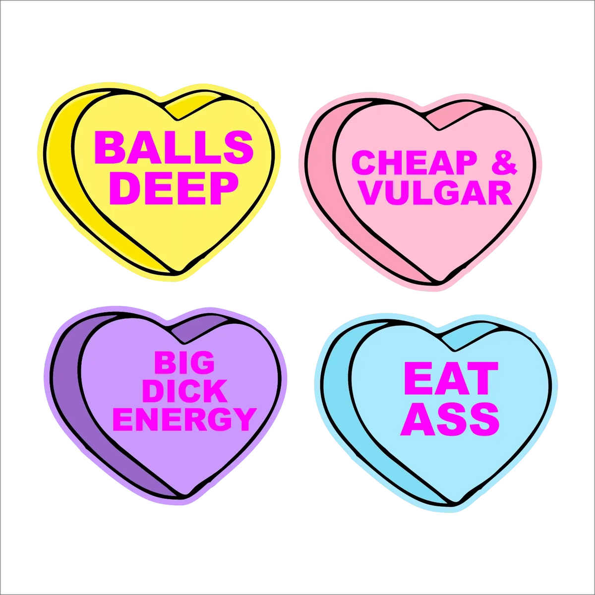 Offensive Conversation Heart Sticker Sheet NSFW
