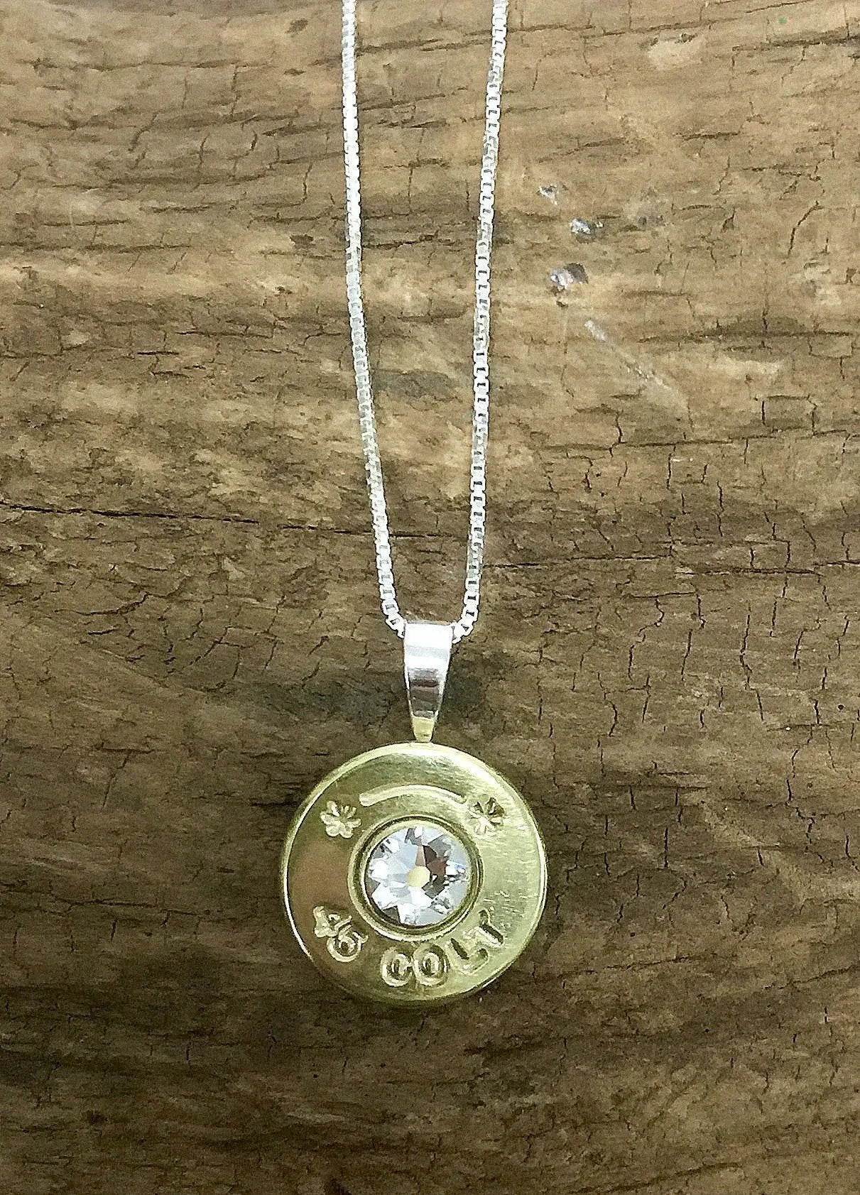 45 Long Colt Starline Sterling Silver Bullet Head Necklace