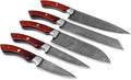 Hand-Forged Custom Damascus Knife Set with Rosewood Handles & Steel Bolster - Full-Tang, 9”-13” Blades