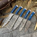 Custom Handmade Damascus Knife Set Kitchen - Resin Handles
