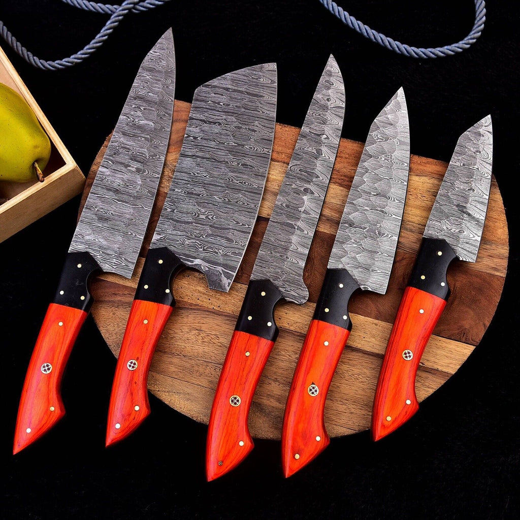 Custom Handmade Damascus Knife Kitchen Set