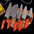 Custom Handmade Damascus Knife Kitchen Set