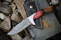Custom Handmade Damascus Steel Hunting Knife with Pakkawood & Rosewood Handle | Steel Bolster | Includes Leather Sheath  Product Description: