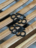 Custom Handmade Black Steel Knuckle Duster with Belt Loop Leather Case - Solid Brass Construction