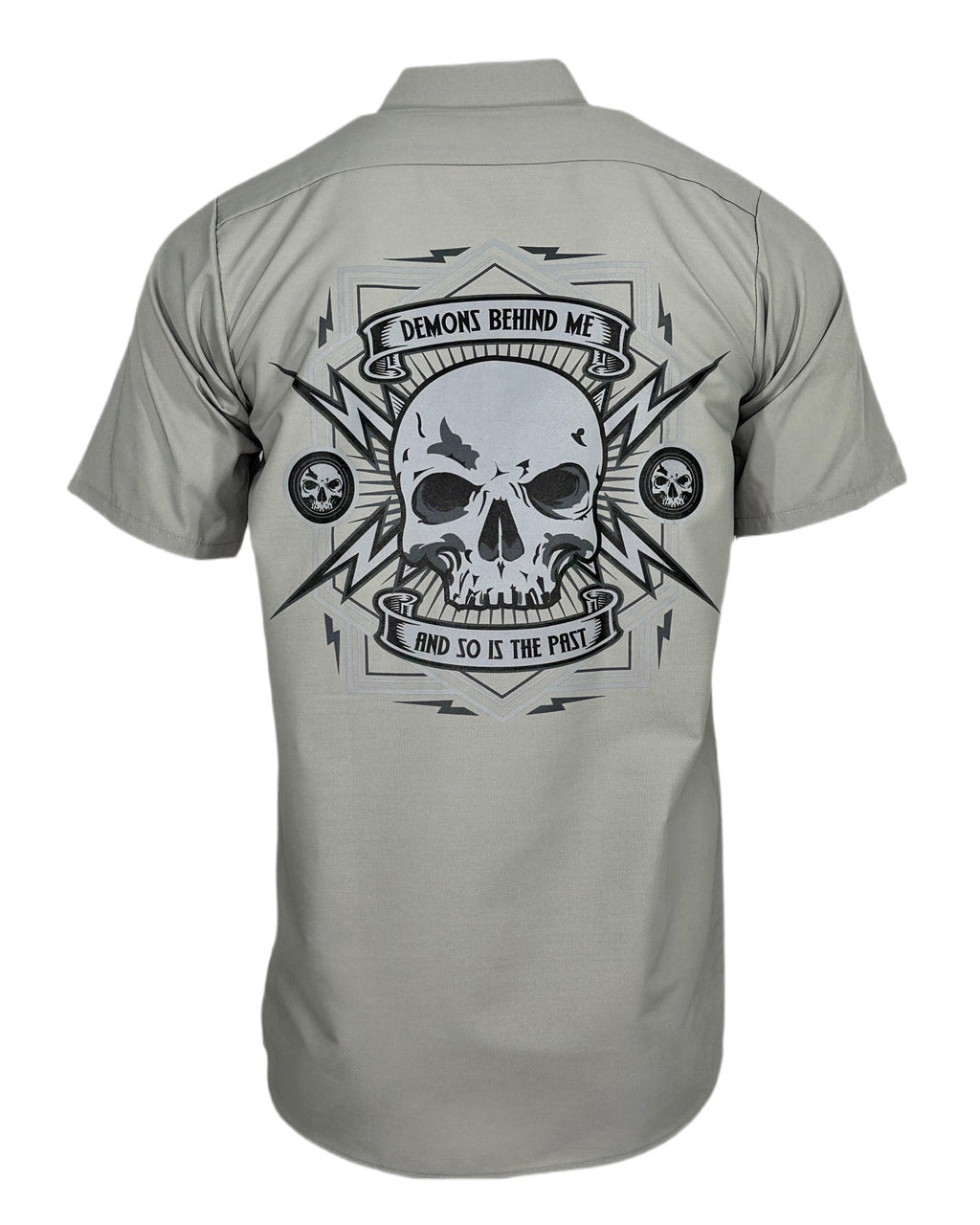 Embroidered Shop Shirt - Men's Warm Gray Electric Head