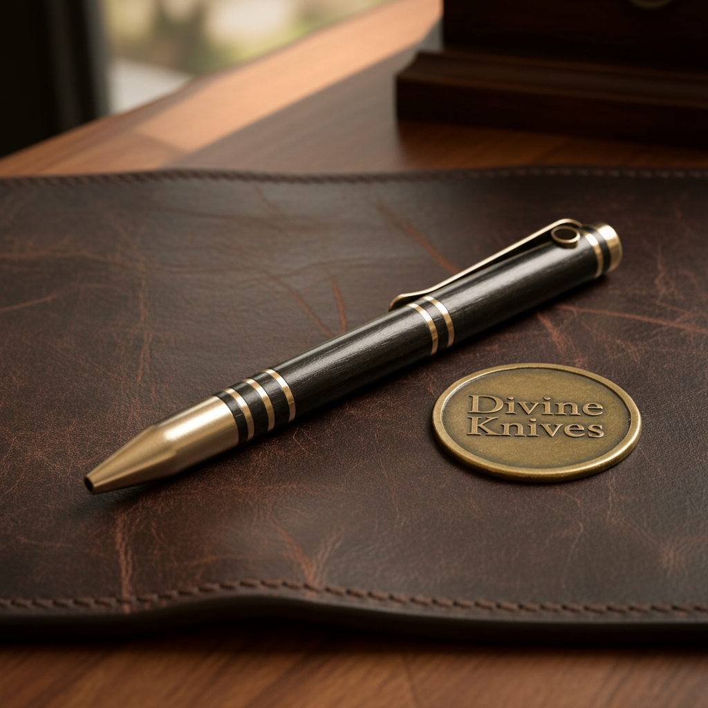 Black and Gold Banded Steel Twist Pen