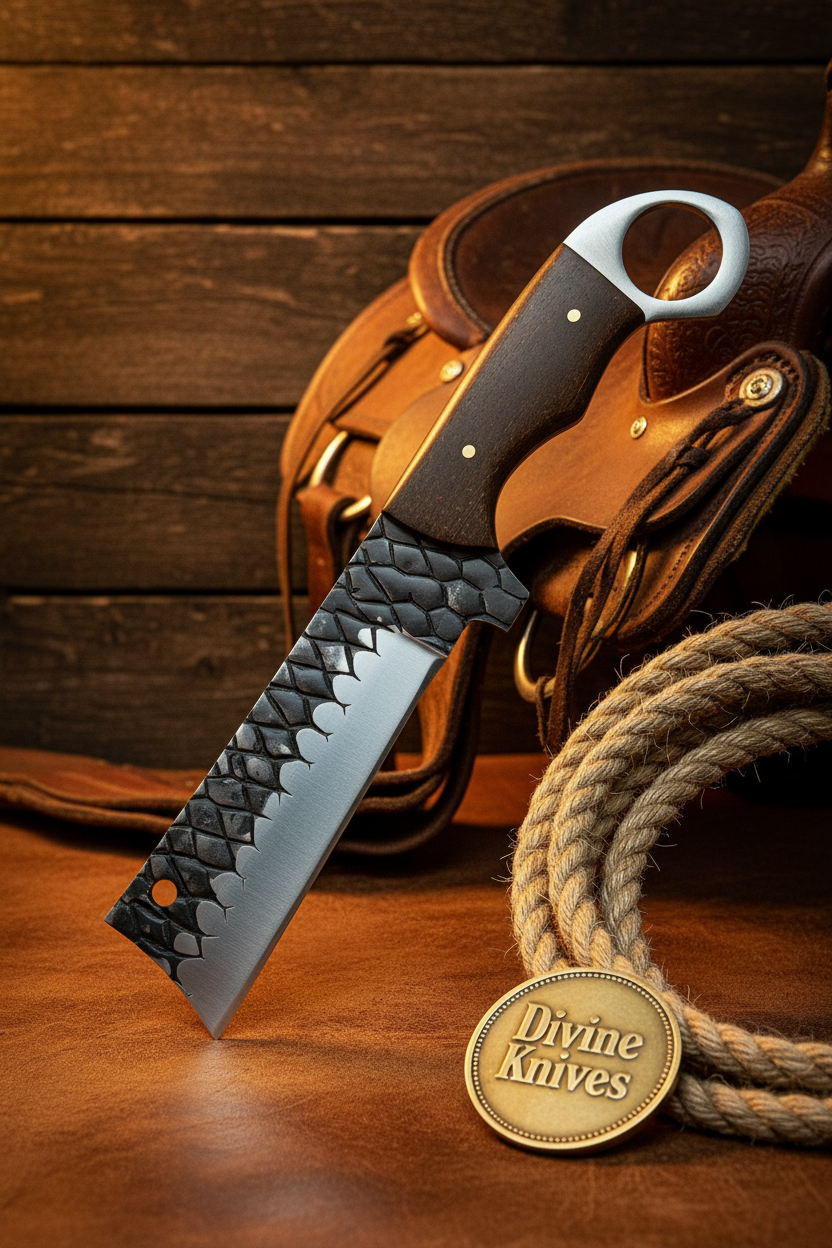 Ironwood Dragon Pattern Bull Cutter with Engraved Scale Blade