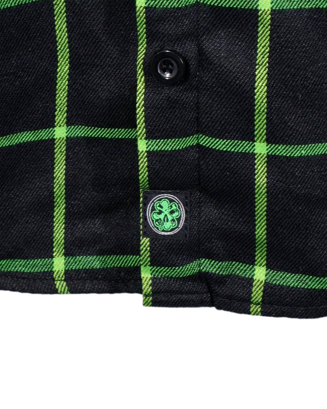 The "Lucky" Black & Green Flannel (Hidden Snap Collars)