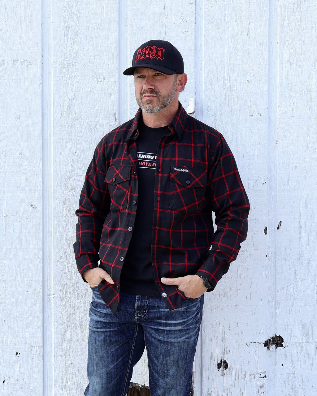 The "Nightmare" Black & Red Flannel (Hidden Snap Collars)