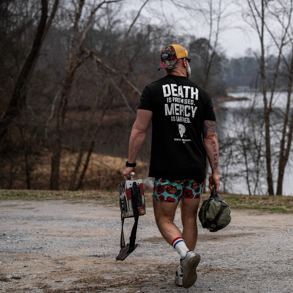 Death Is Promised. Mercy Is Earned Men's T-Shirt