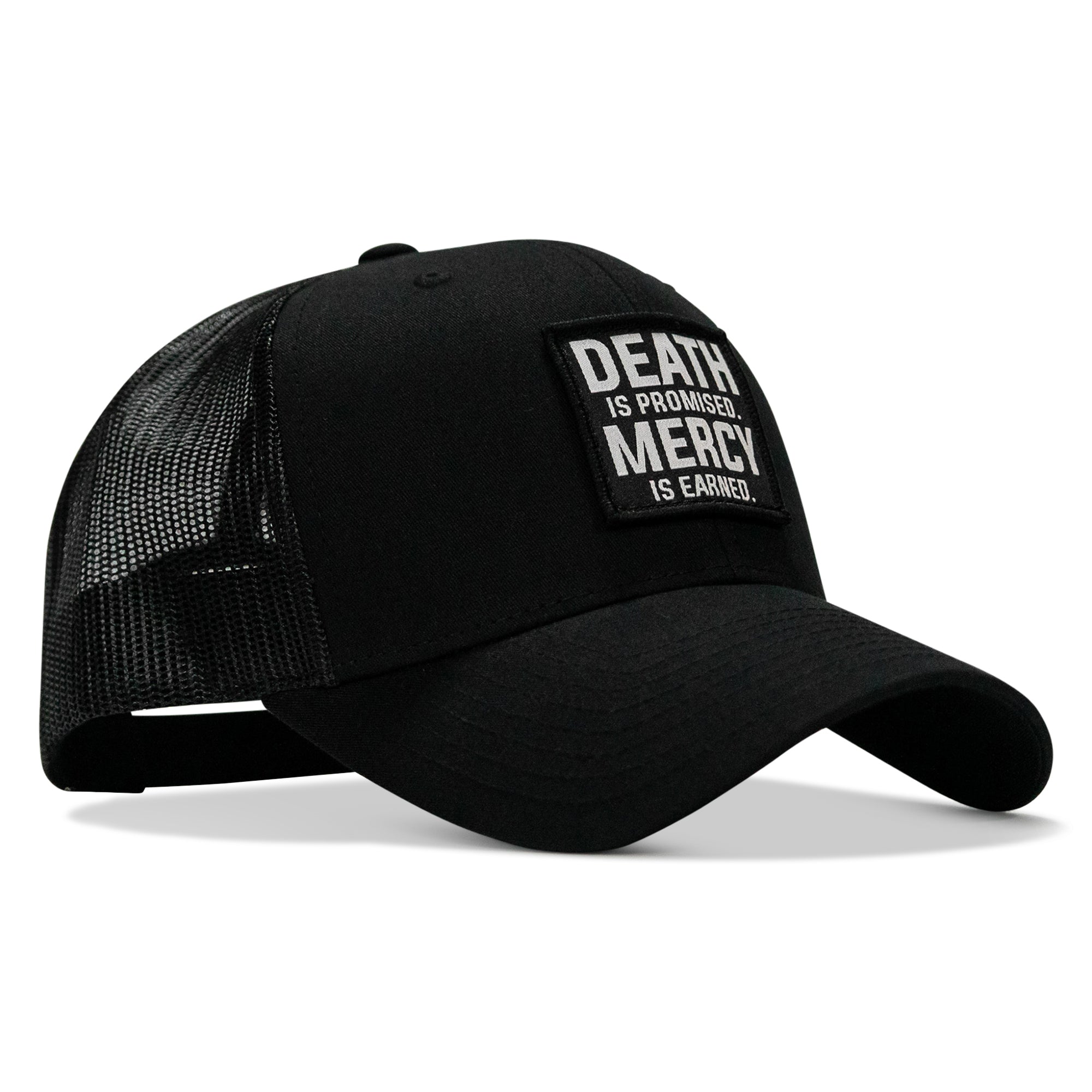 Death Is Promised. Mercy Is Earned Patch Snapback Hat