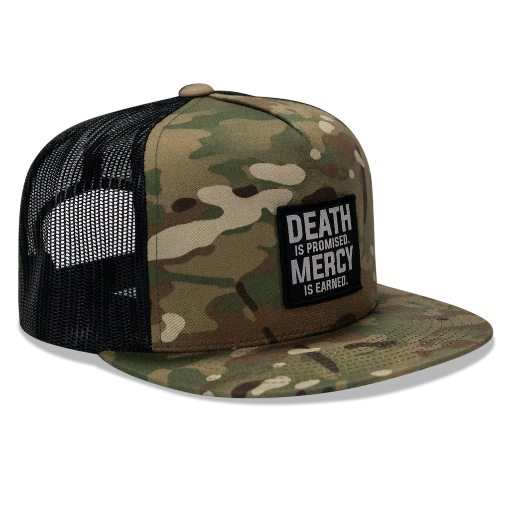 Death Is Promised. Mercy Is Earned Patch Flatbill Hat