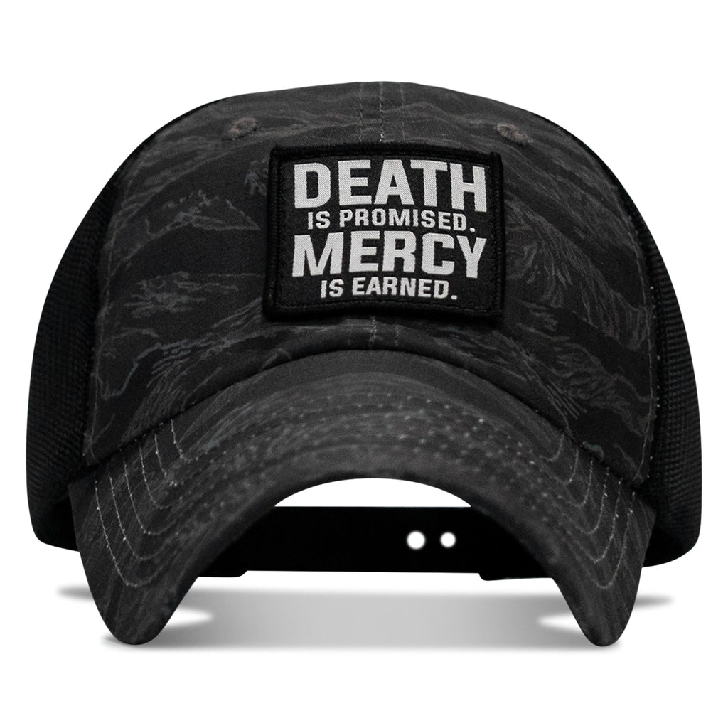 Death Is Promised. Mercy Is Earned Patch. Tactical Ripstop Mesh Snapback Hat