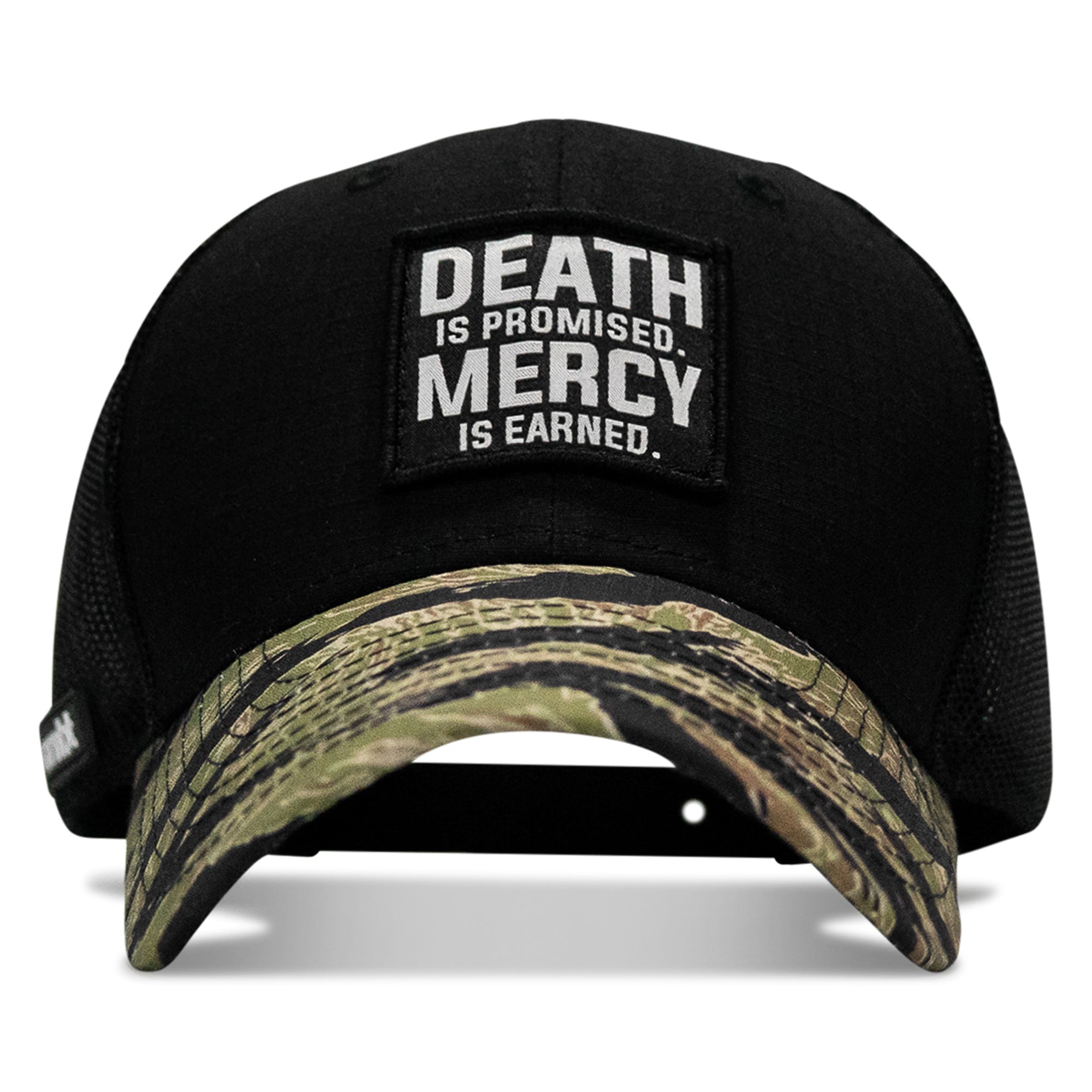 Death Is Promised. Mercy Is Earned Patch Original Ripstop Snapback Hat