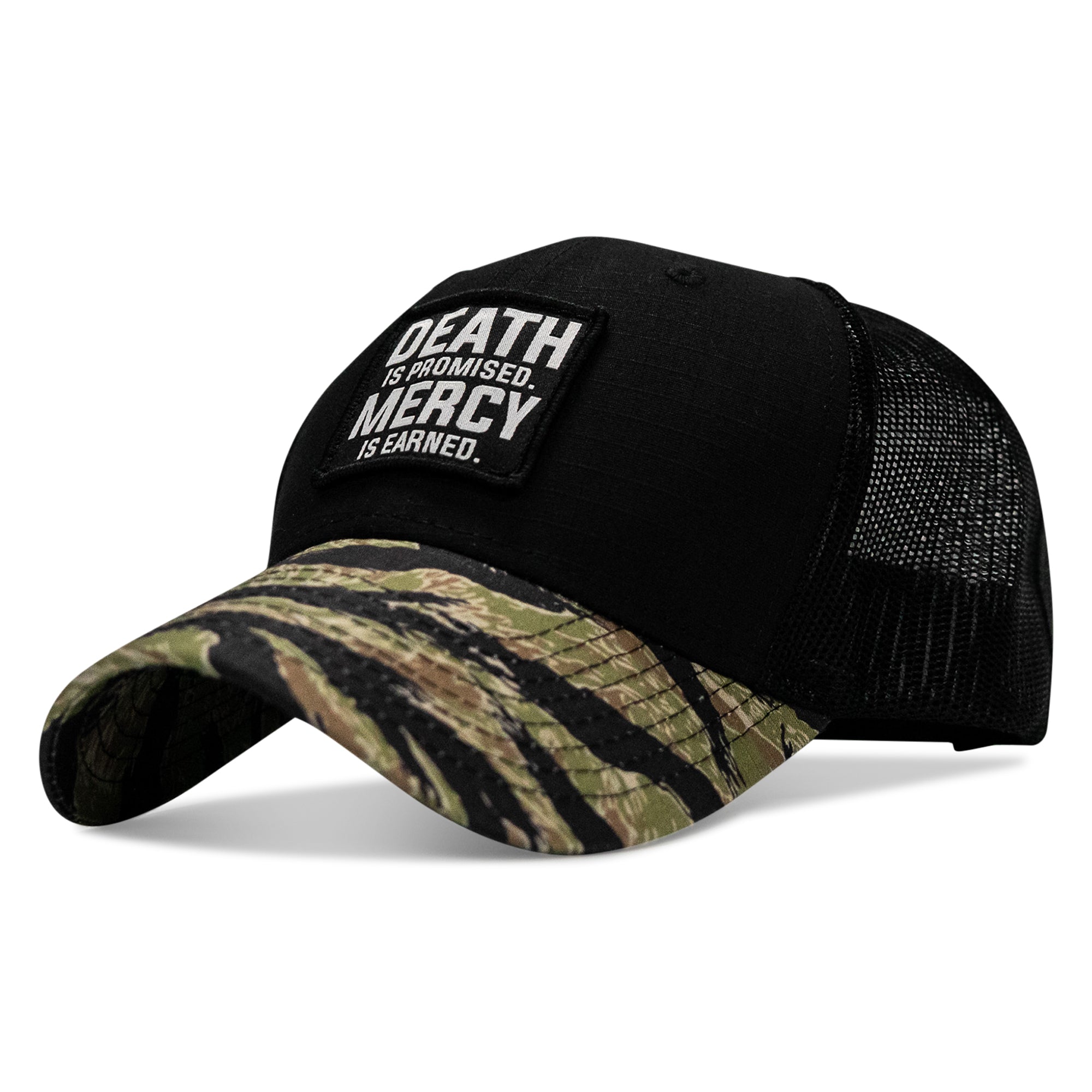 Death Is Promised. Mercy Is Earned Patch Original Ripstop Snapback Hat