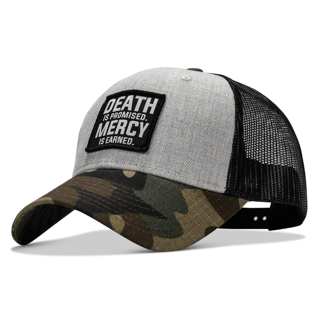 Death Is Promised. Mercy Is Earned Patch Snapback Hat